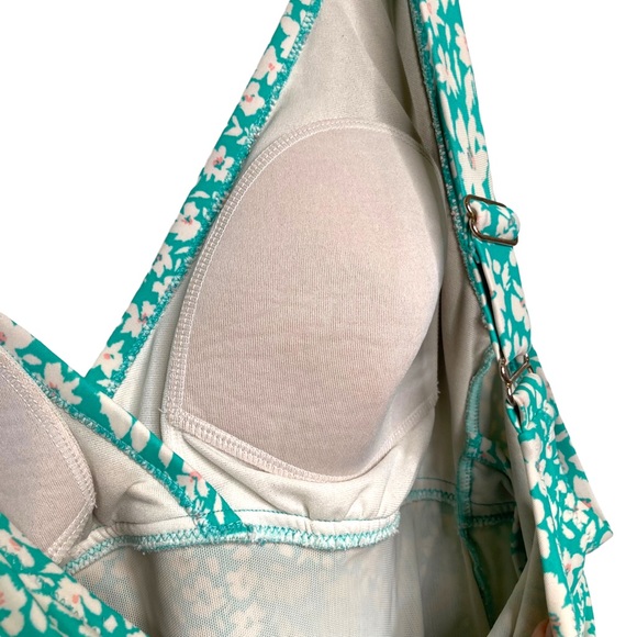 Kona Sol Floral Blue Ruched One Piece Swimsuit Size 18W - Picture 7 of 11